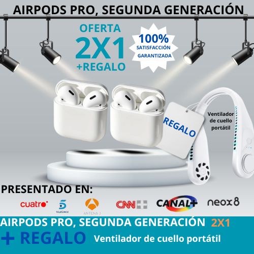 Airpods PRO.. con tecnología True Wireless. OFERTA 2X1 + REGALO Ventilador de Cuello Portatil